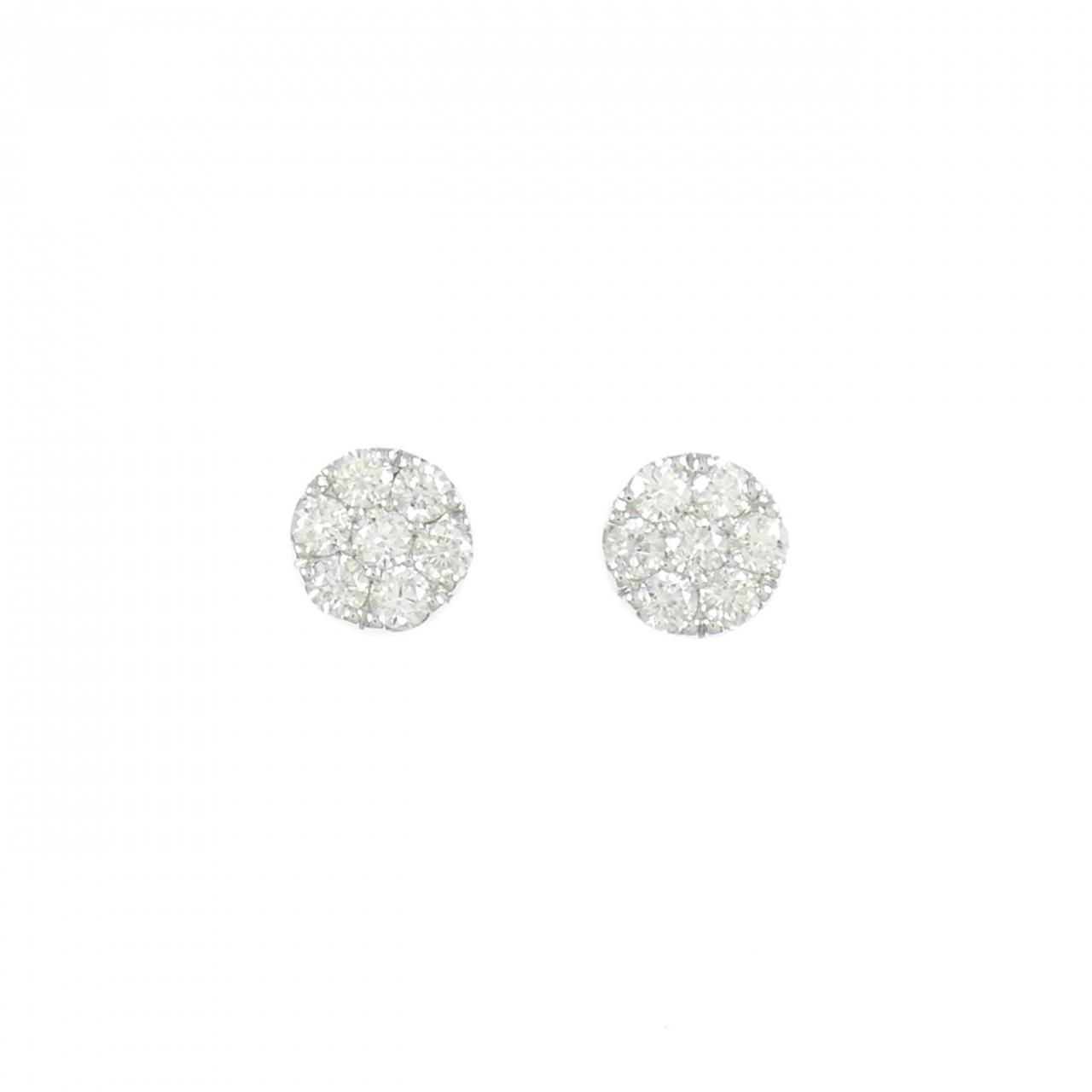 K 18 WG フラワー ダイヤモンド ピアス 0 48 CT