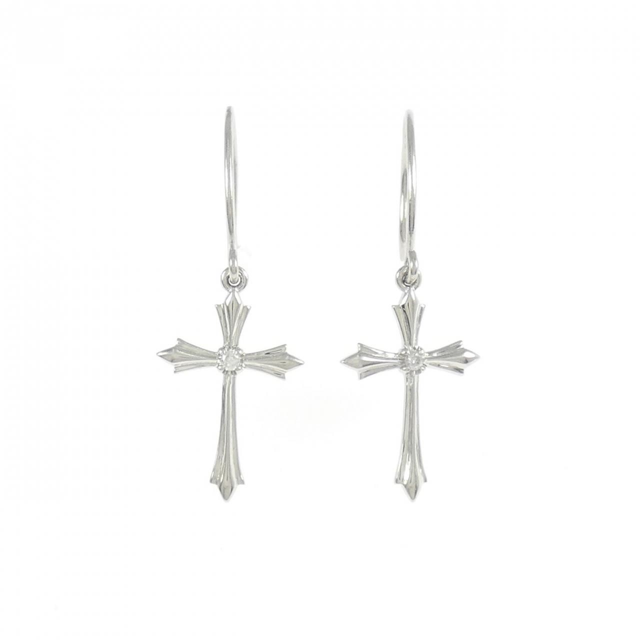 PT 950 クロス ダイヤモンド ピアス 0.02 CT