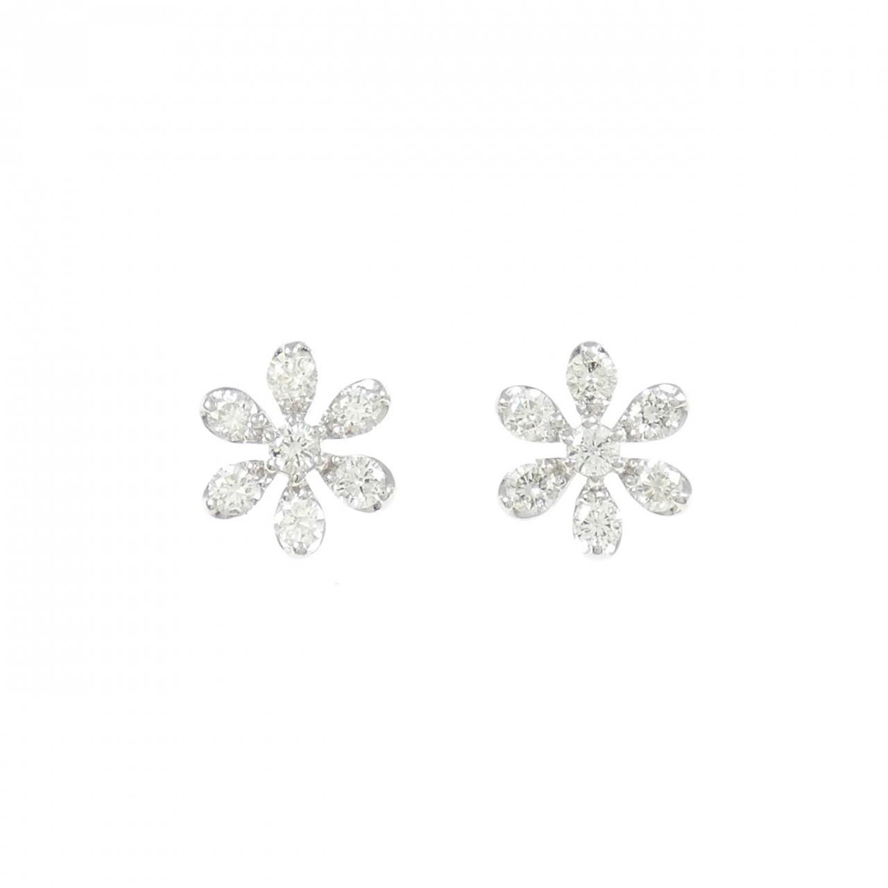 K18WG フラワー ダイヤモンド ピアス 0.34CT - メルカリ