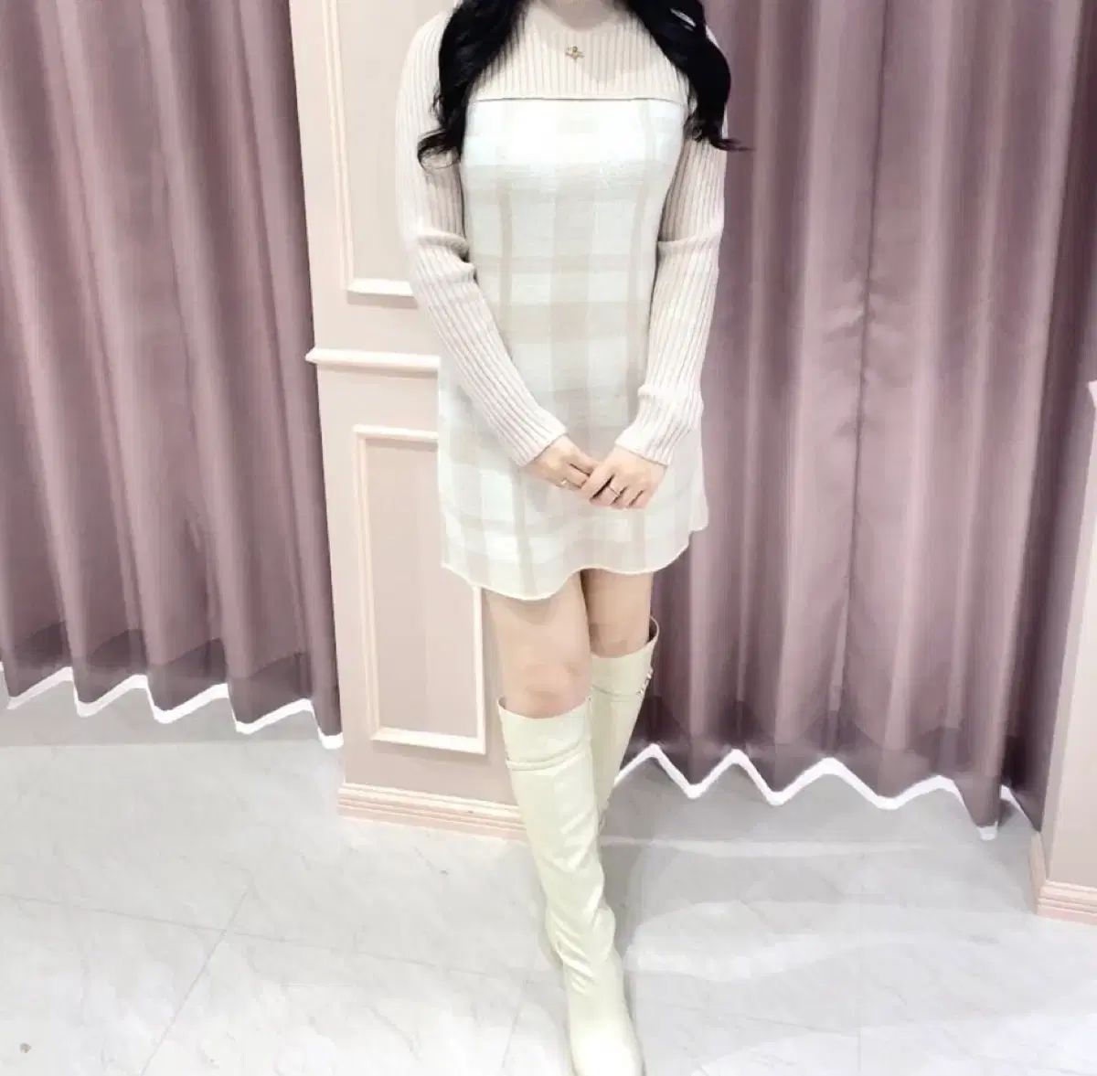 アンミル An Mille ピンク チェック スカート ONE PIECE