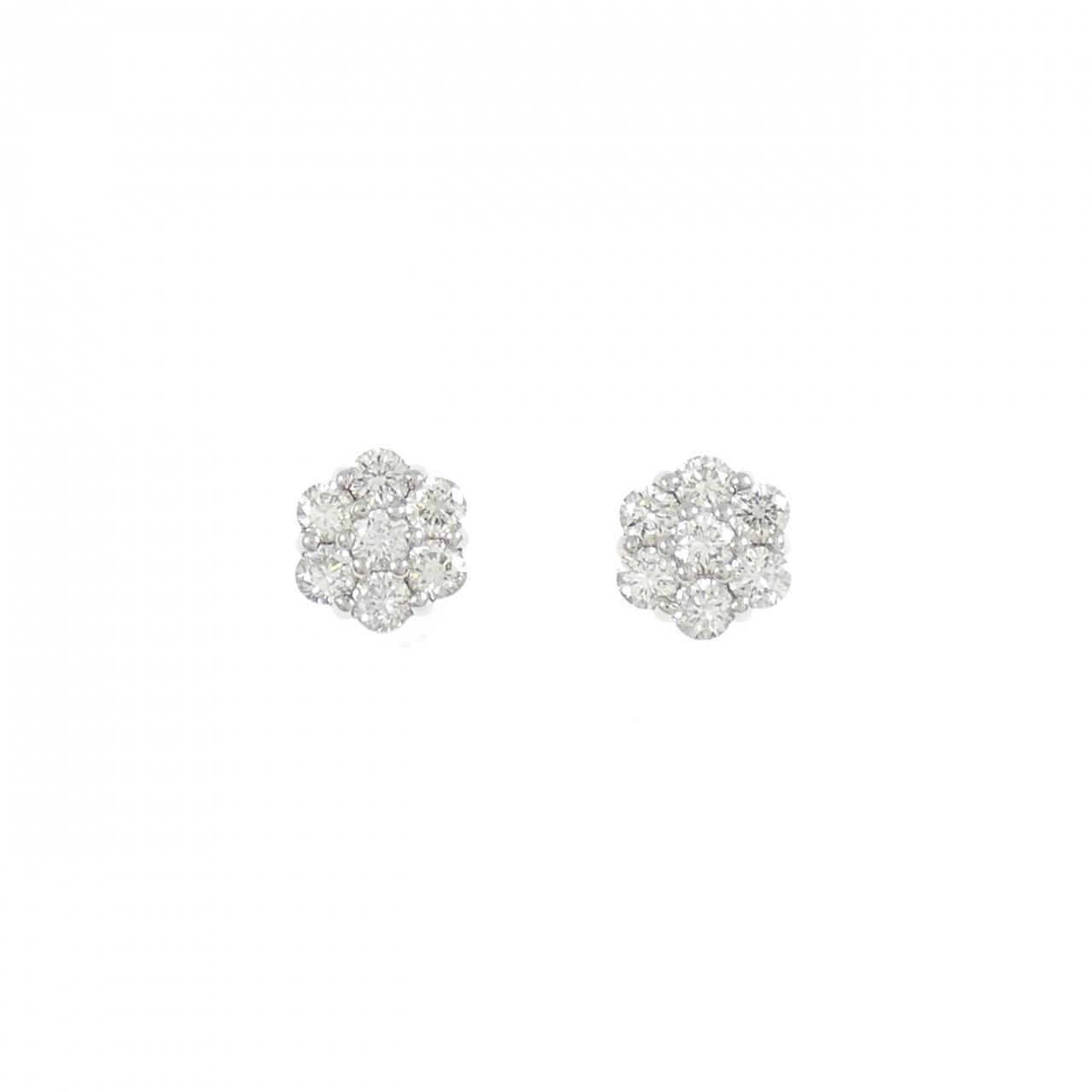 K 18 WG フラワー ダイヤモンド ピアス 0 30 CT