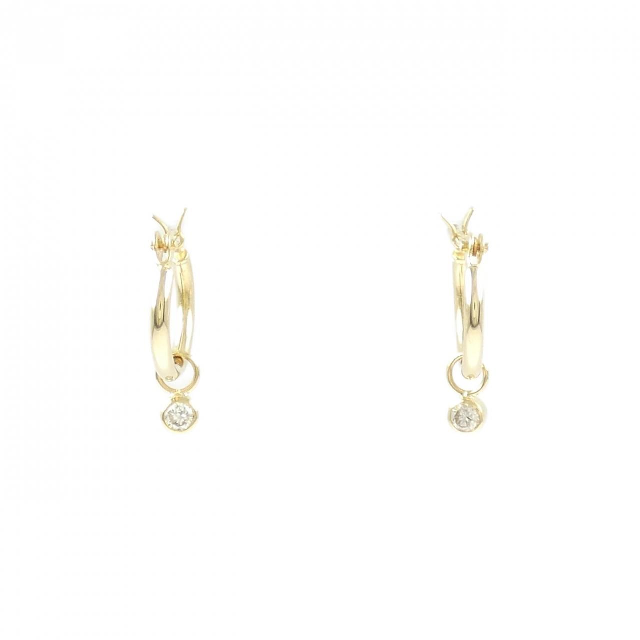 K 18 YG 2 WAY ダイヤモンド ピアス 0.10 CT