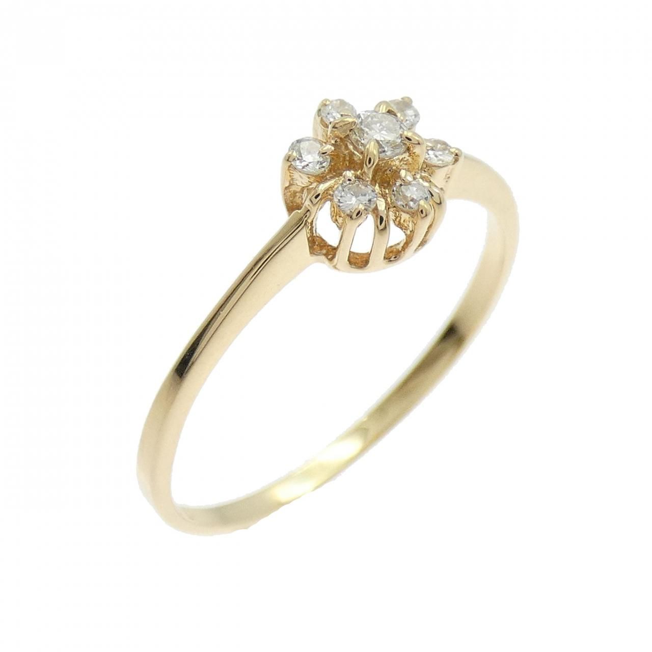 K18YG フラワー ダイヤモンド リング 0.09CT