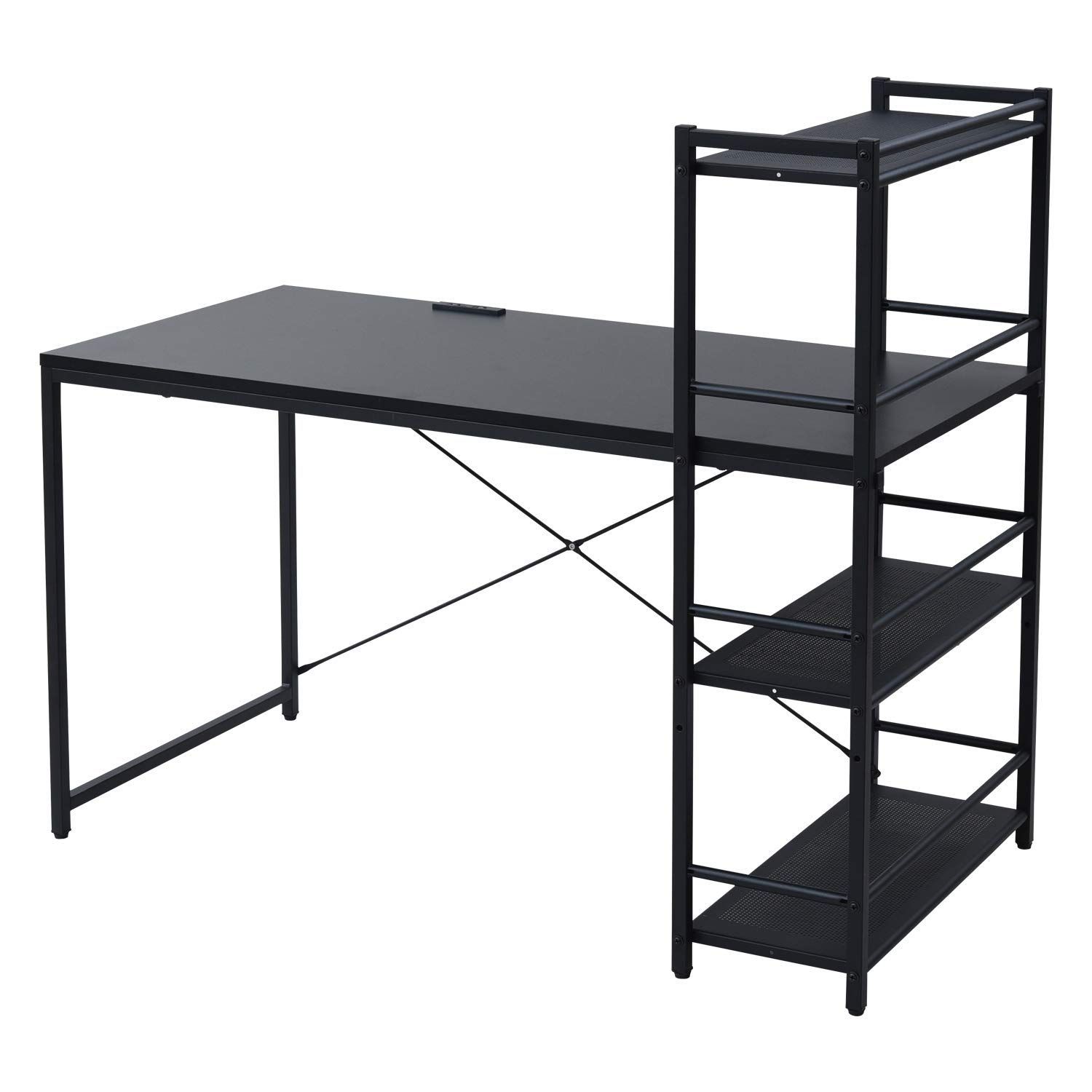 頑丈 ラック付き 左右入れ替え A 4対応 組立品 コンセント 2口 ブラック 幅120 奥行64 5 高さ108 cm MRPE 1260 BK SBK デスク 在宅勤務 山善 YAMAZEN