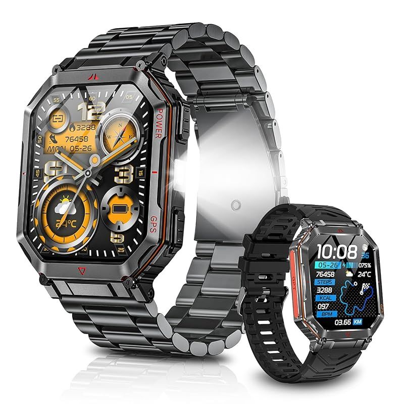 スマートウォッチ【2025最新型 ChatGPT搭載 内蔵GPS 2種バンド付き】AI