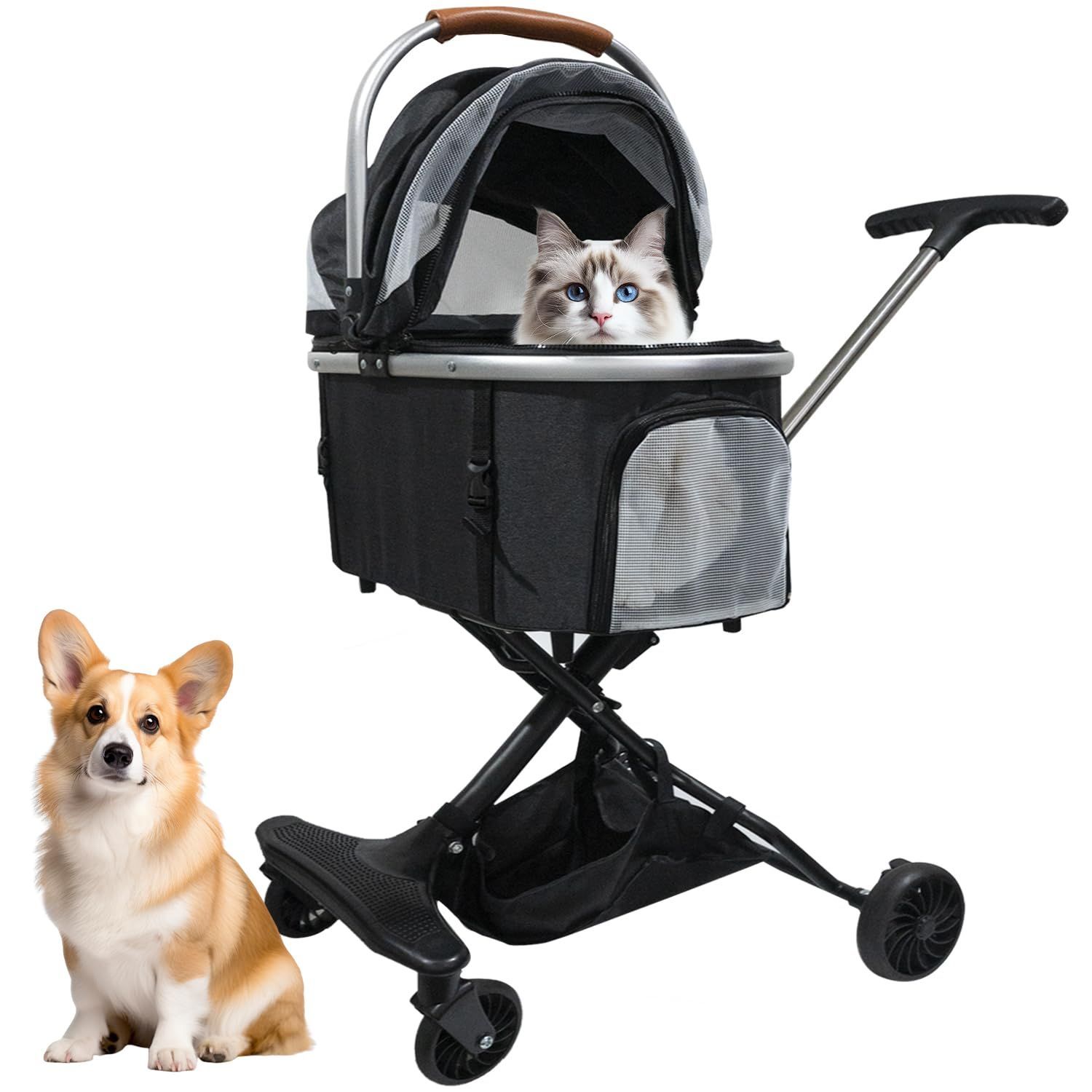 超コンパクト 耐荷重10 KG 組立簡単 犬バギー 軽量型 猫 自立 中型犬一匹用 使用便利 小型犬多頭 多頭の小型犬 犬用カート 高い安定性 分離型 アルミ合金フレーム 振動減少タイヤ ペットカート お出かけ 散歩 Ebuty 通院