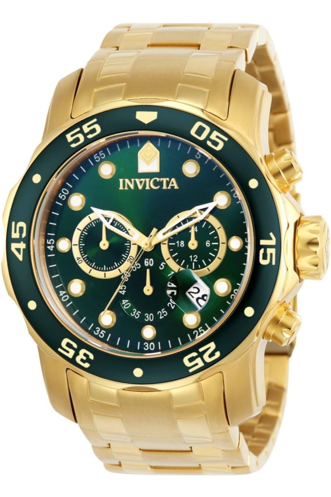 インビクタ Invicta 腕時計 Pro Diver メンズ 石英 48 mm ケース ゴールド ステンレス鋼ストラップ 緑ダイヤル 0075 正規輸入品 並行輸入品