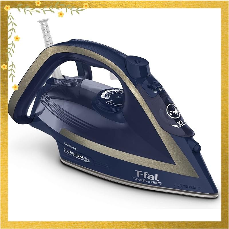 ティファール パワフルスチーム 最大120 g 分 コード付き スチームアイロン ターボプロ 6825 エアーグライドかけ面 オートクリーン加工 ネイビー シルバー