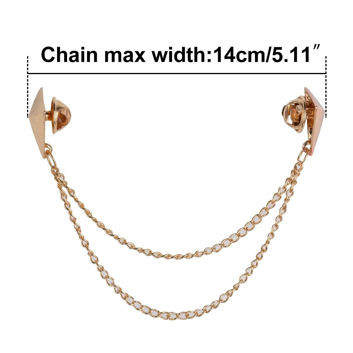 LKXHarleyaスタッドダブルチェーンブローチピン、タッセルチェーン付き