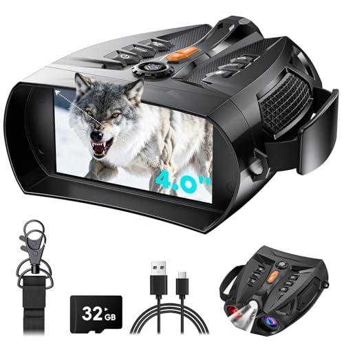 暗視スコープ -ナイトビジョンゴーグル 4 K暗視双眼鏡 大人用 10倍ズーム 4インチHD画面 5000 mAh大容量バッテリ PC接続をサポートー 32 GB TFカード付属 写真 動画保存可 アウトドア 狩猟 キャンプ 自然観察用 男性へのe
