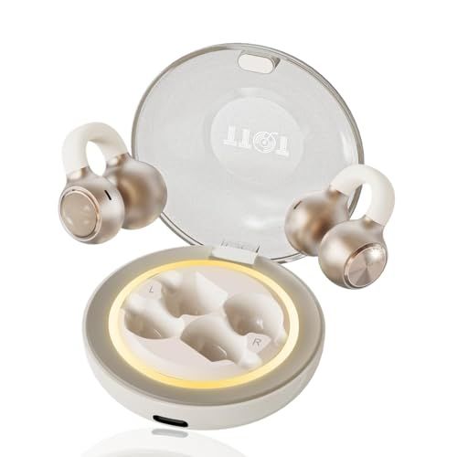 TTQT イヤーカフ イヤホン 2025業界革新 ワイヤレスイヤホン Bluetooth 5.4 オープンイヤー型 耳を塞がない ぶるーとゅーす LEDライトリング搭載 華やかで パールデザイン ENC通話ノイズキャンセリング マイク 47 e 185 c 3