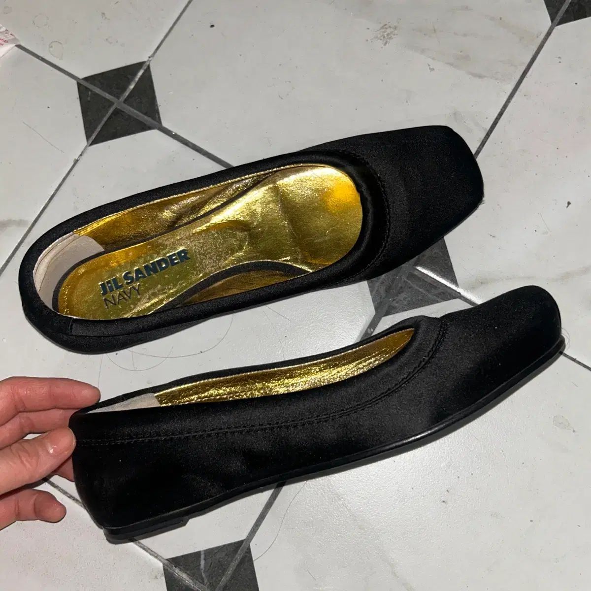 ジルサンダー ネイビー フラット シューズ