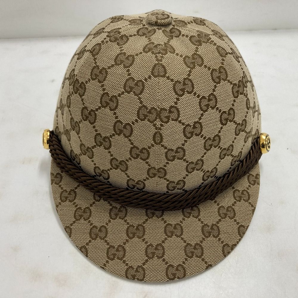 02 w 21015 グッチ GUCCI モノグラム リボン キャップ ブラウン S イタリア製 678544 3 HAE 品