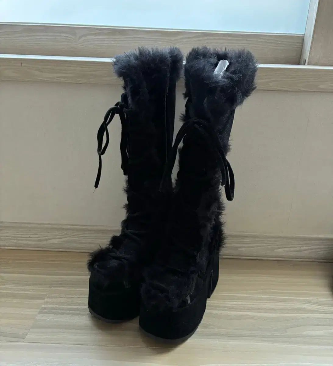 DEMONIA キャメル ファーブーツ 230 ブラック