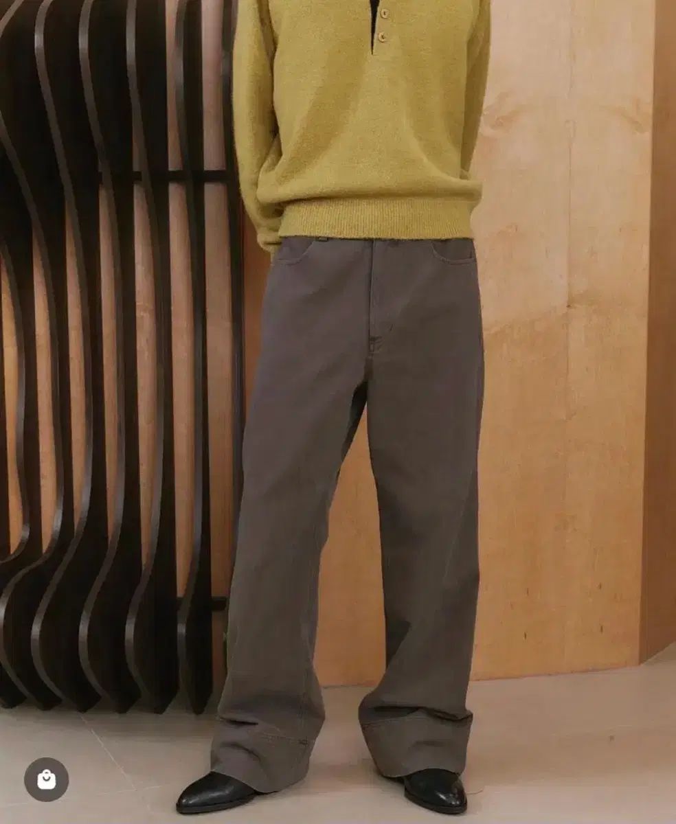 3 ヴィンテージ ウォッシュド コットン パンツ ブラウン