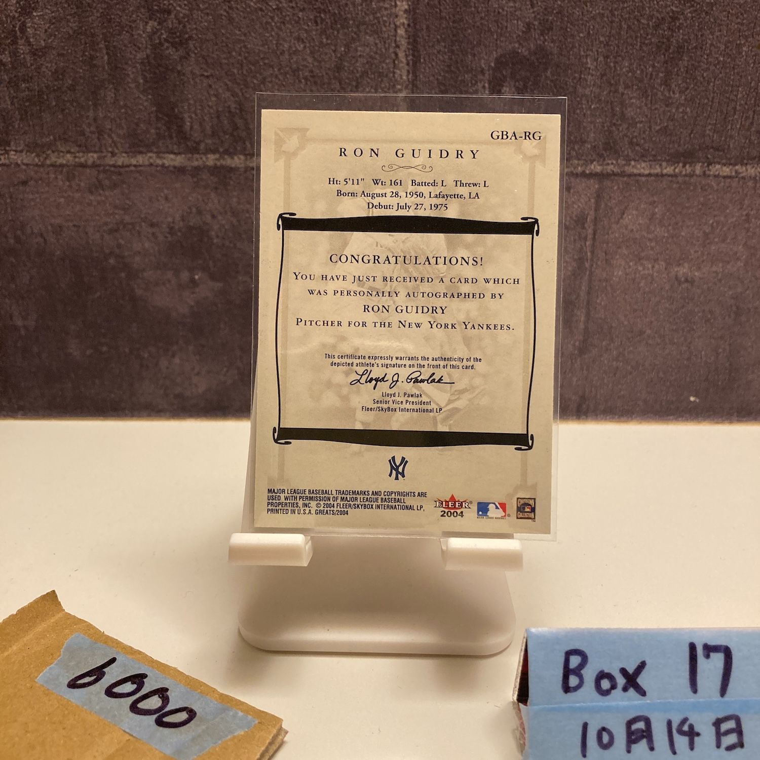 2004 Fleer Greats Ron Guidry 直筆サインカード New York Yankees