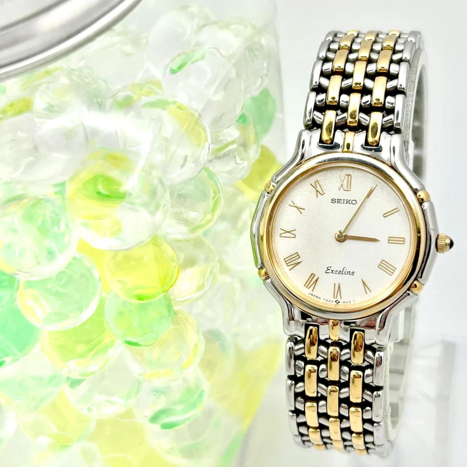 新品電池☆2Pダイヤ品のあるSEIKO高級時計EXCELINE レディース腕時計 美品/新品電池】SEIKO セイコー Exceline エクセリーヌ レディース