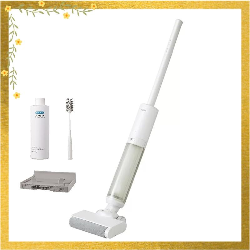 アクア AQUA 水拭きフロアクリーナー WIPEL コードレス 夏場の床の汗に 泥汚れ 自動洗浄機能付き 洗剤 掃除機 ハンディ 軽量設計 CWWR ホワイト 0