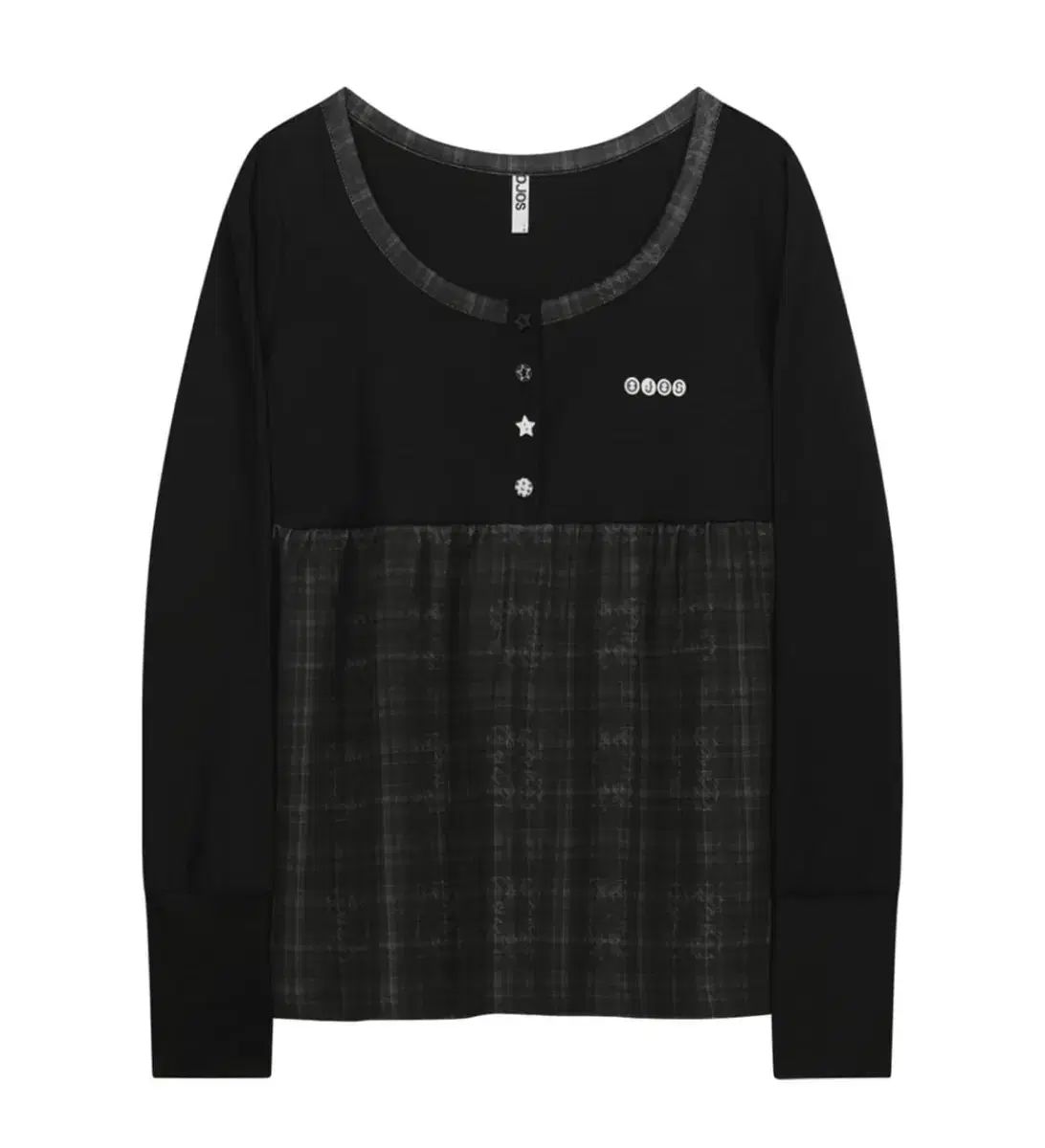 オホス OJOS CHECK SLEEP LONG SLEEVE BLACK