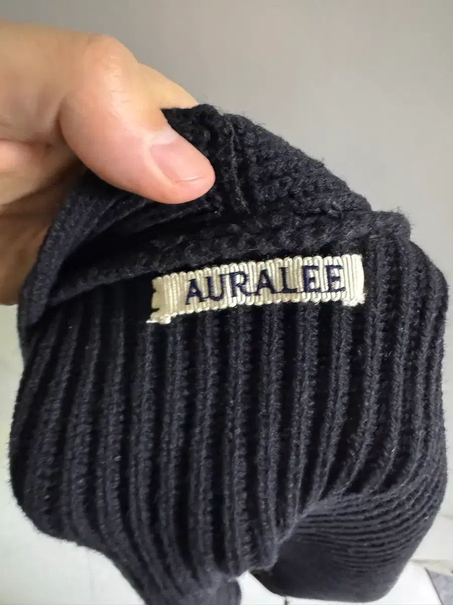 5 オーラリー リブニット ウール カーディガン ブラック