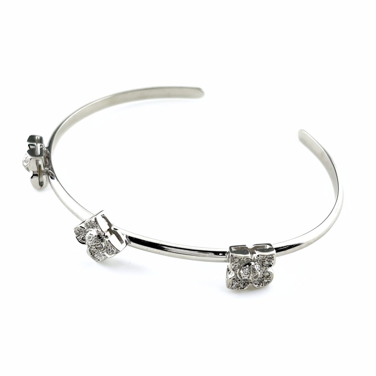 フラワーモチーフ デザインブレスレット メレダイヤ 腕輪 バングル ブレスレット 750 ダイヤモンド レディース