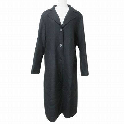 アマカ AMACA 美品 ウール 無地 ロング コート ベルト付き 背抜き 38 M