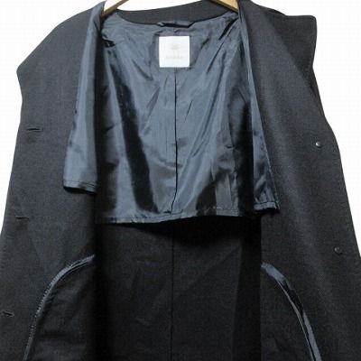 アマカ AMACA 美品 ウール 無地 ロング コート ベルト付き 背抜き 38 M