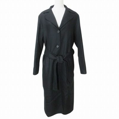 アマカ AMACA 美品 ウール 無地 ロング コート ベルト付き 背抜き 38 M