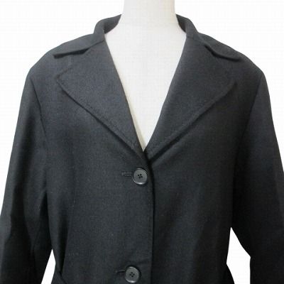 アマカ AMACA 美品 ウール 無地 ロング コート ベルト付き 背抜き 38 M