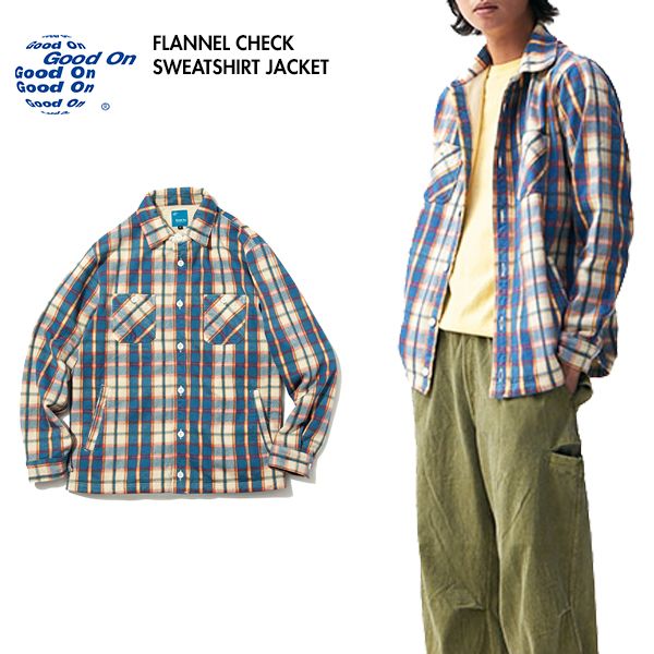 2025最新モデル Good On グッドオン フランネルチェック スウェットシャツ ジャケット メンズ レディース クリーム M