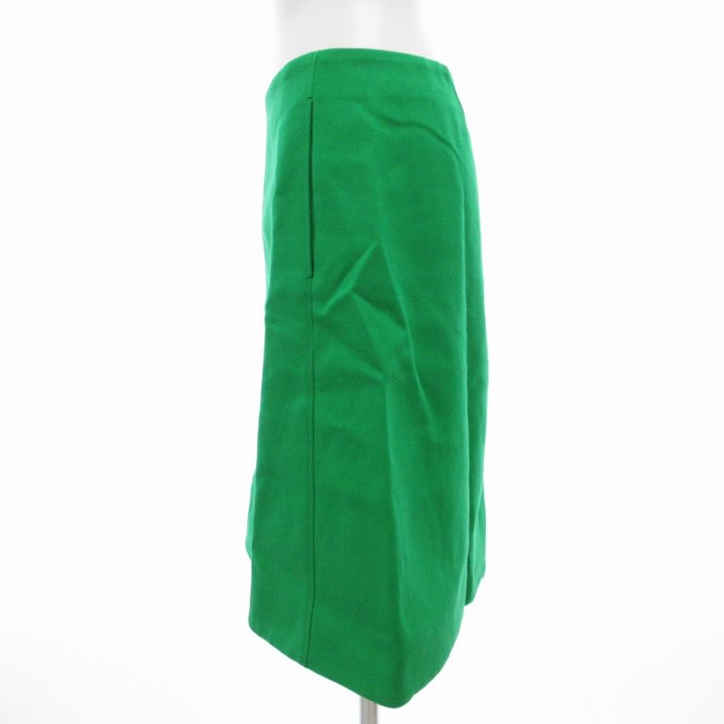 ドゥロワー Drawer 台形 スカート ひざ丈 ウール 36 緑 グリーン 6524