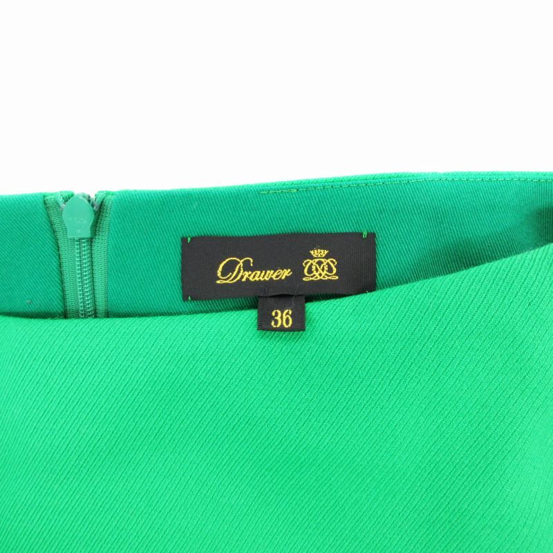 ドゥロワー Drawer 台形 スカート ひざ丈 ウール 36 緑 グリーン 6524