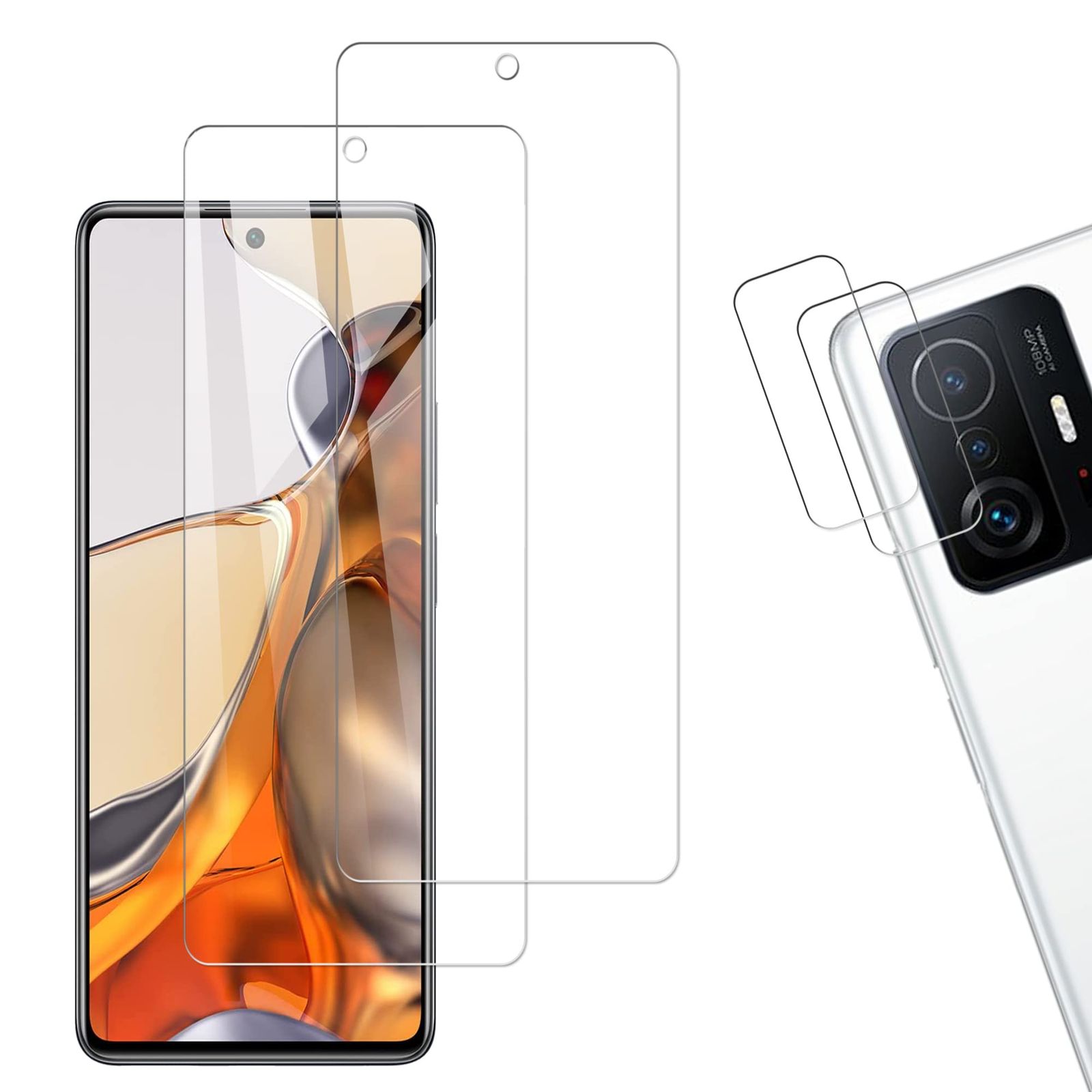 新品 【2+2枚セット】KPNS 日本素材製 強化ガラス Xiaomi MI 11T / 11T