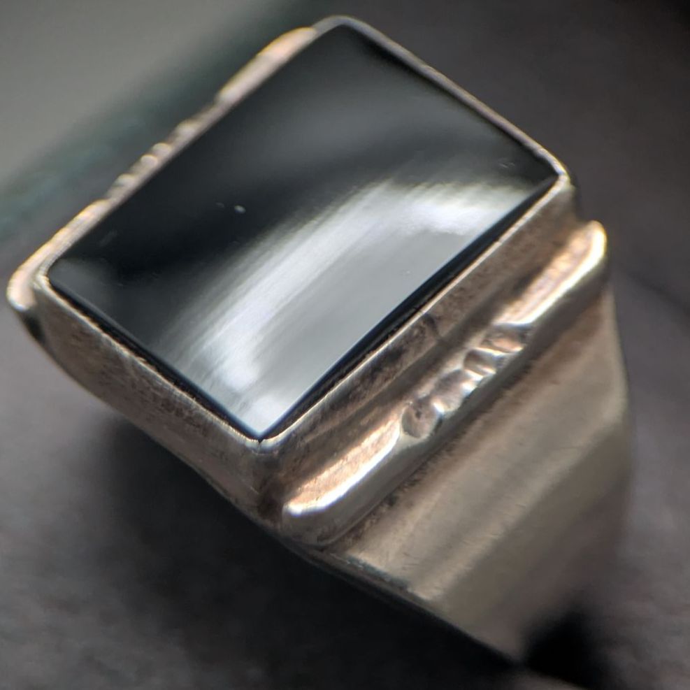 メンズ スターリングシルバー925 ブラックオニキス スクエア シグネットリング 18 6号 10 1 g 重量感