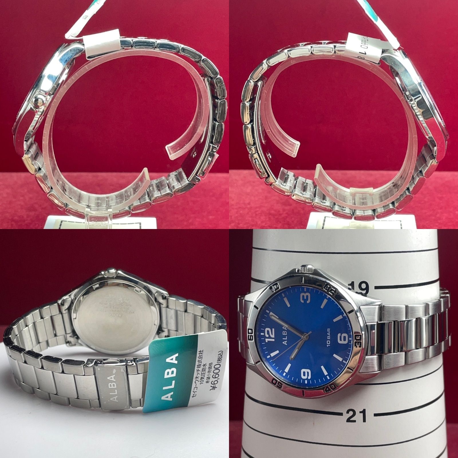 未使用 SEIKO ALBA 純正SSベルト クォーツ 電池交換済 ブルー文字盤