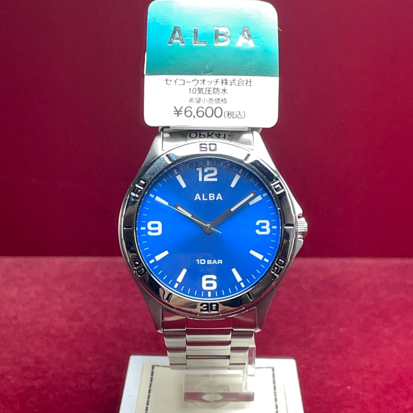 未使用 SEIKO ALBA 純正SSベルト クォーツ 電池交換済 ブルー文字盤