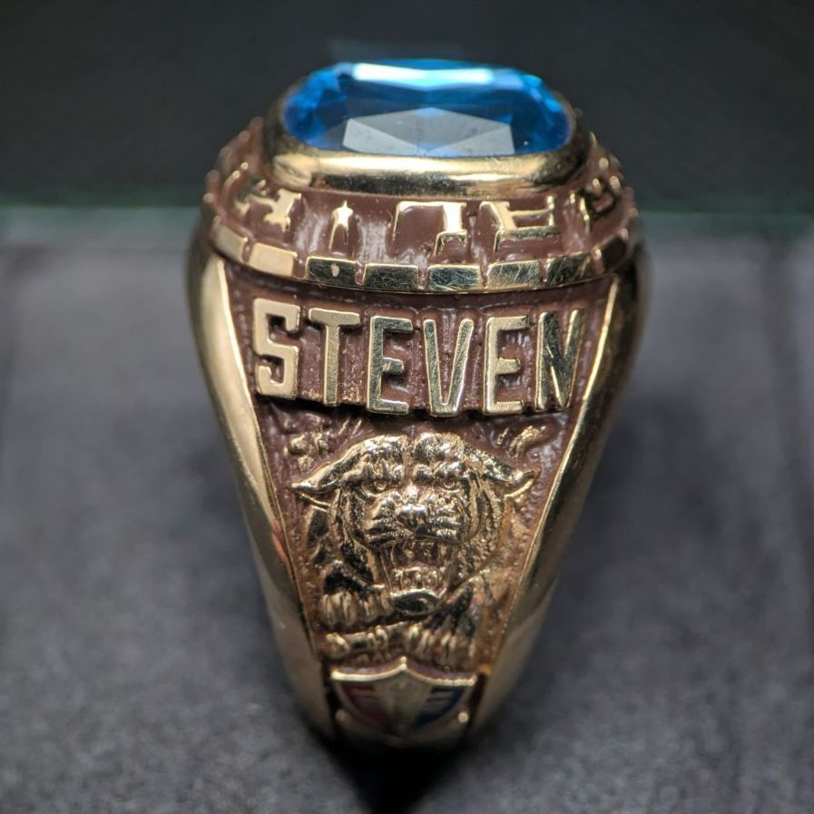  USA 米国 アメリカ製 1989年 ACCR社 ブルーストーン クラスリング 19 8号 15 7 g ゴールドメッキ リング 指輪 アクセサリー