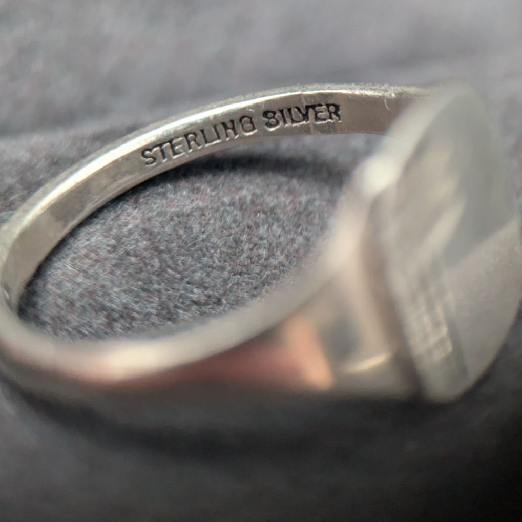  英国 イギリス製 ヴィンテージ スターリングシルバー クッションシェイプ シグネットリング 17 5号 リング 指輪 アクセサリー