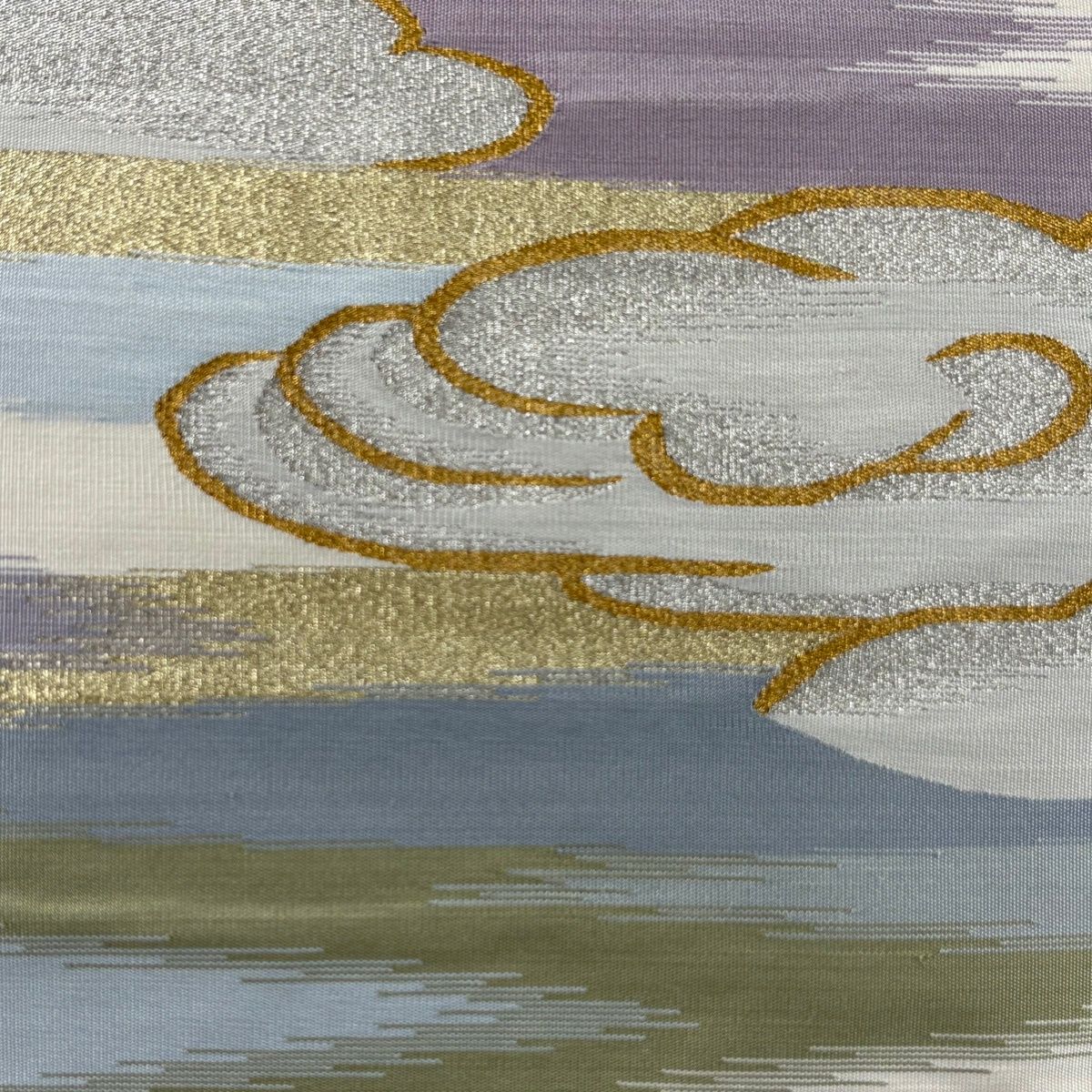 袋帯 落款 霞 雲文 金銀糸 金色 お太鼓柄 正絹