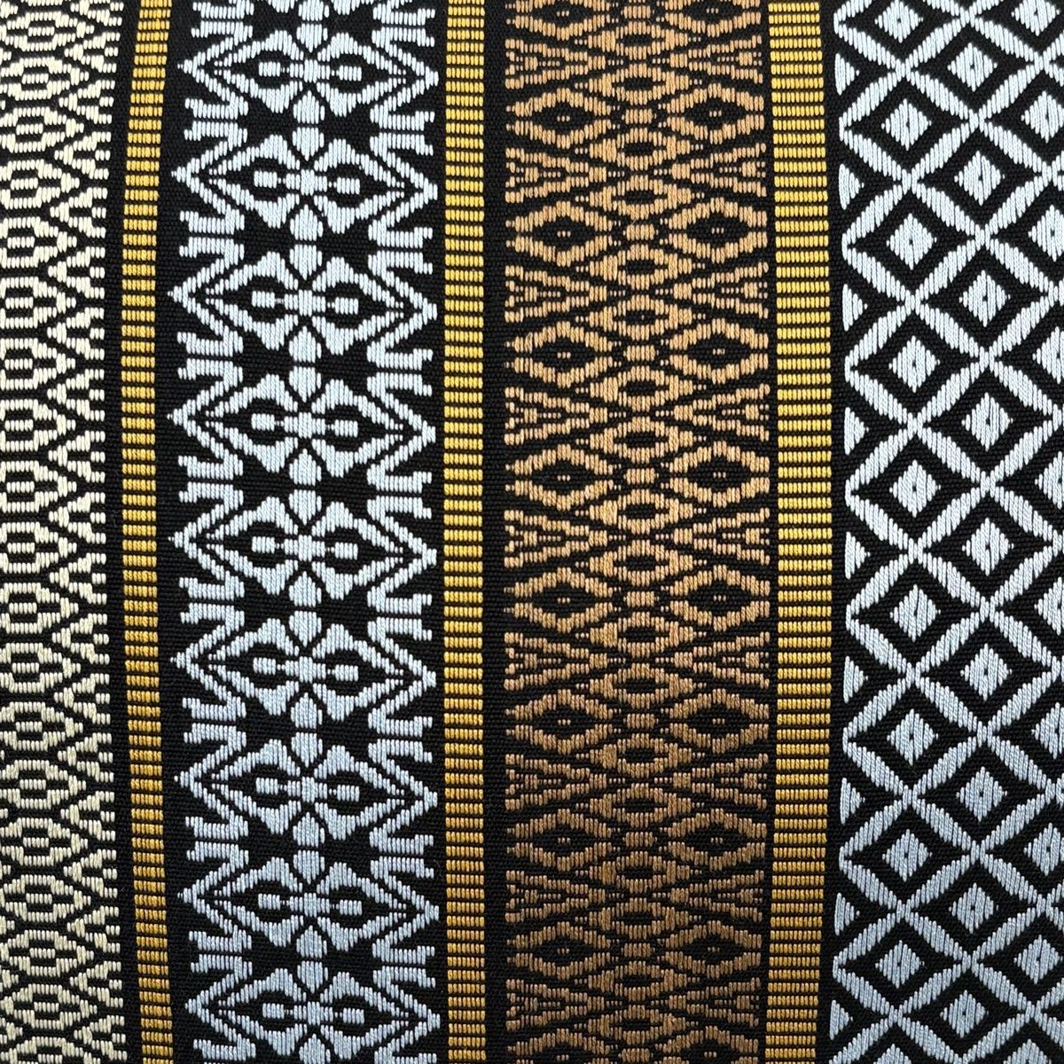 名古屋帯 秀品 八寸名古屋帯 縞 菱 黒 正絹