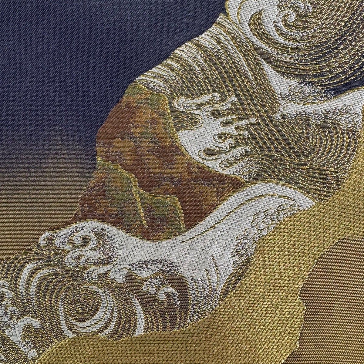 袋帯 秀品 研ぎ出し箔 波頭 梅 金糸 箔 灰色 六通 正絹