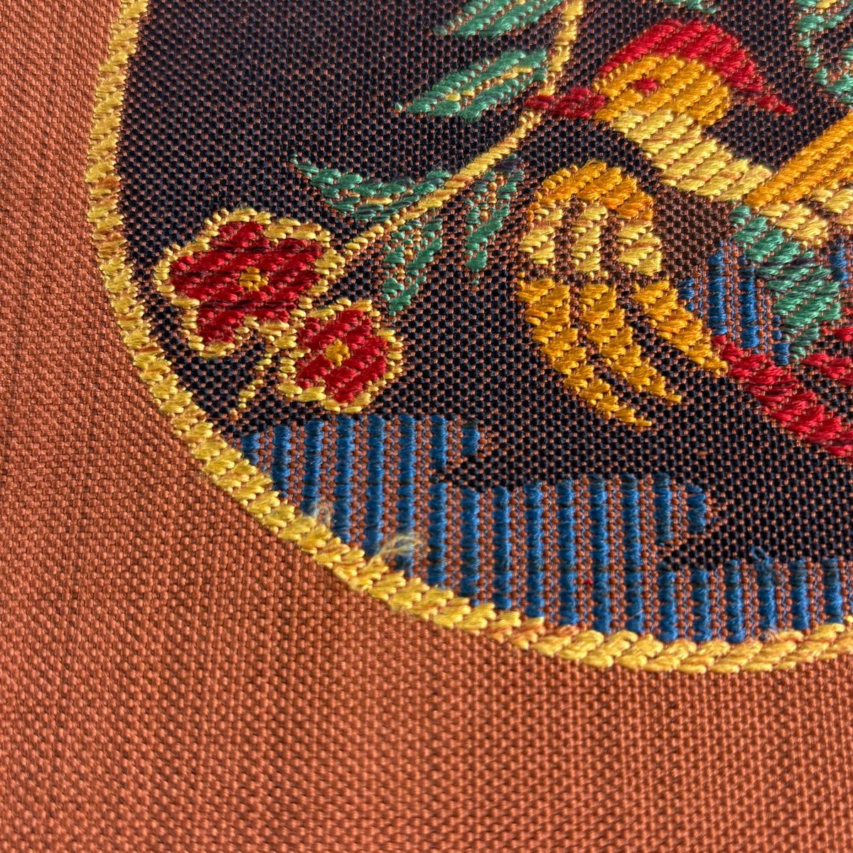 IDN】M-792=逸品福袋◇袋帯 花喰い鳥 正倉院文様 絹 状態