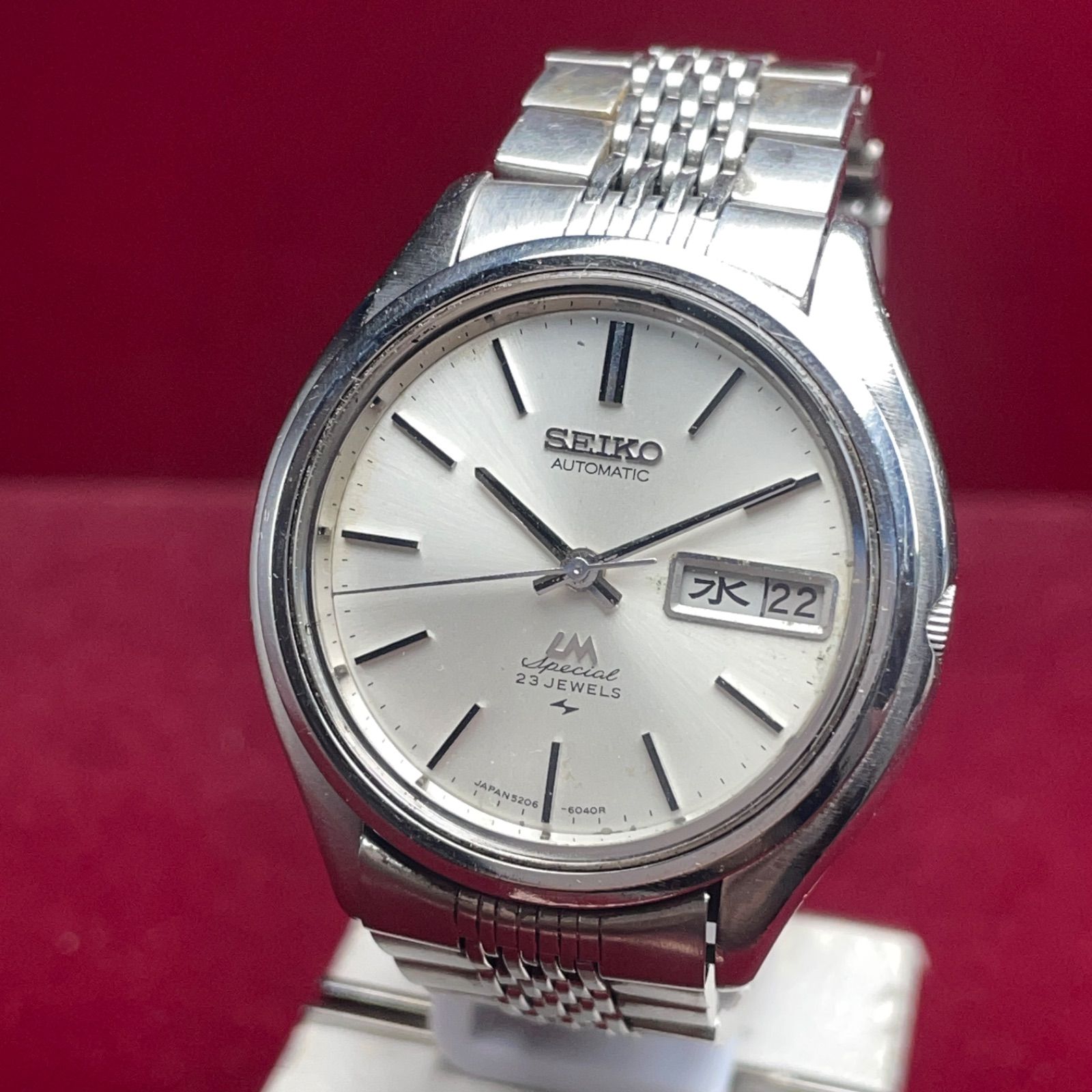  OH済 純正SSブレス 風防 SEIKO LOADMATIC ヴィンテージ アンティーク 自動巻 稼働品 ロードマチック セイコー デイデイト 春夏対応 自動巻き時計 腕時計(アナログ)