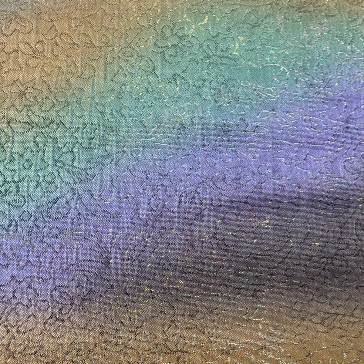 袋帯 久保田一竹工房 落款 一竹辻ヶ花 辻が花 草花 絞り 箔 薄茶色 お太鼓柄 正絹