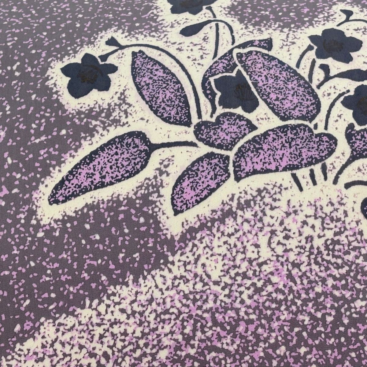 名古屋帯 落款 草花 幾何学 薄紫 正絹