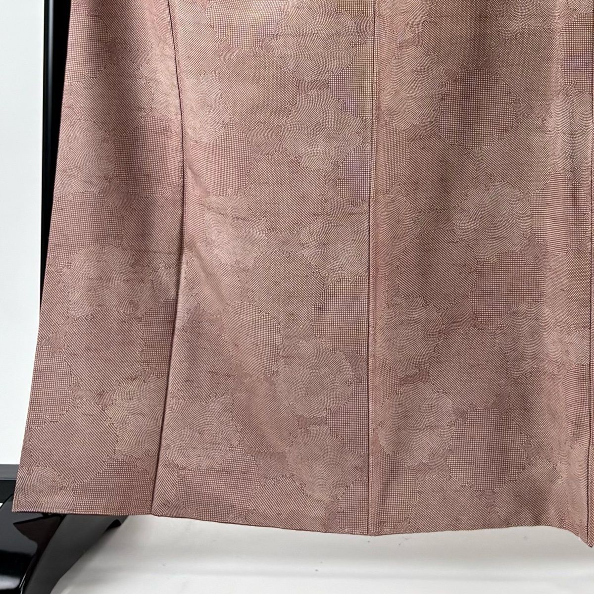 小紋 身丈163.5 cm 裄丈67 M 袷 牛首紬地 落款 証紙 雪輪 小豆色 正絹