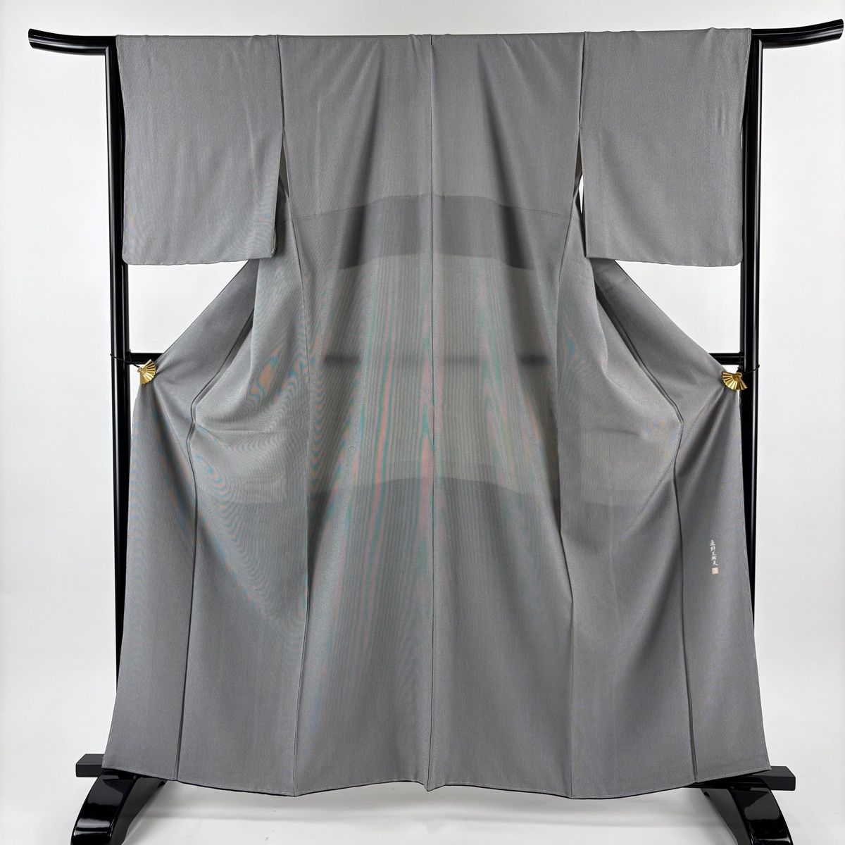 江戸小紋 身丈161 5 cm 裄丈65 M 袷 落款 万筋 黒灰 正絹