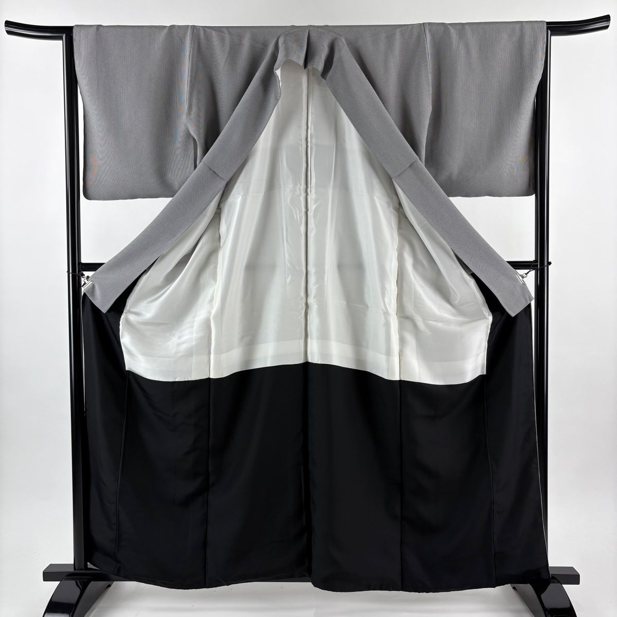  江戸小紋 身丈161 5 cm 裄丈65 M 袷 落款 万筋 黒灰 正絹 小紋 着物