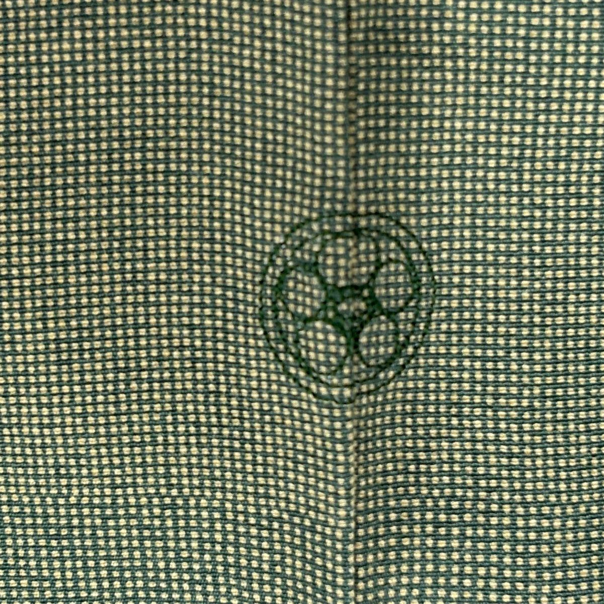 【お値打　スーパートールサイズ】江戸小紋　角通　一紋　袷　裄丈72 身丈184 美品】 江戸小紋 身丈162cm 裄丈67.5cm L 袷 落款 角通し 緑 正絹 名品