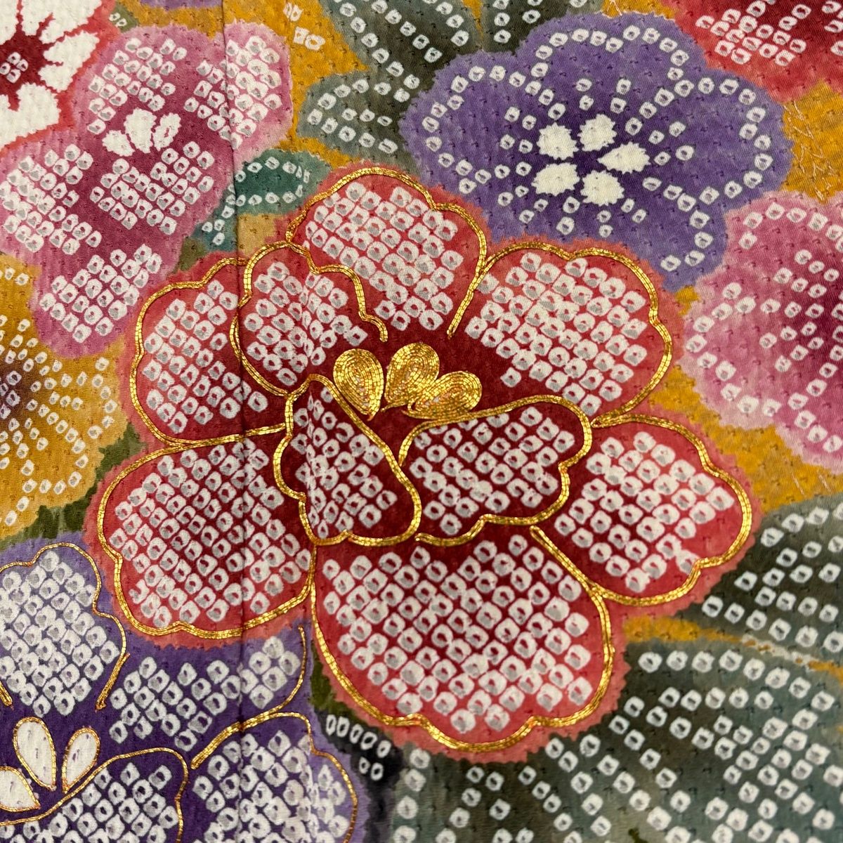  振袖 身丈171 5 cm 裄丈69 L 袷 花車 熨斗 金彩 金糸 山吹色 正絹 振袖 着物